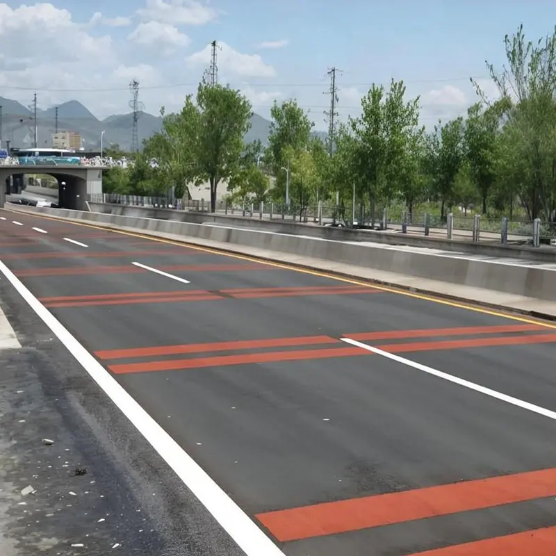 Two-component color anti-skid road coating